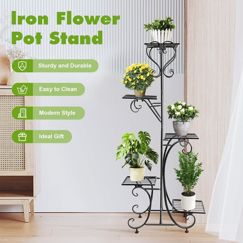 5 Tier Plant Stand Indoor Outdoor, Tall Flower Display Stand, Multi-Tiered Plant Rack Shelf for Plants, Corner Plant