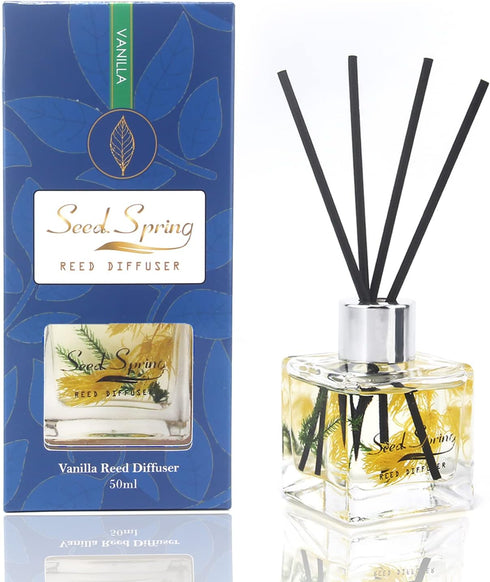 Reed Diffuser Set with Sticks, Vanilla Scent Oil for Bedroom, Office, Gym, Home Fragrance Products 50 ml / 1.7 oz