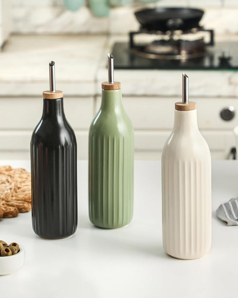 19 oz FE FUN ELEMENTS Olive Oil Dispenser Bottle, Oil Dispenser for Kitchen and Vinegar Dispenser Bottle, Suitable
