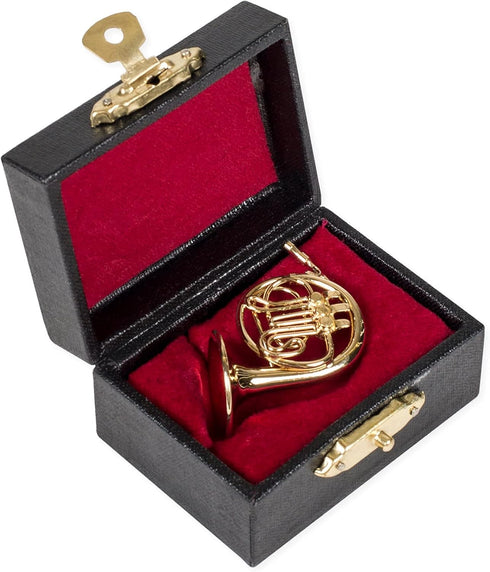 Broadway Gifts 3.75 Gold French Horn Music Instrument Miniature Replica with Case,Multicolor,Size in. by Broadway Gift