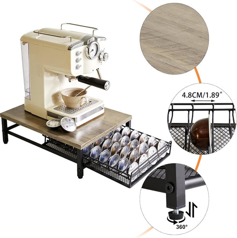 IBUYKE Coffee Pod Drawer Holder for Nespresso, 40 Capacity Capsule Pods Storage Organizer, Compact Under Coffee Pot