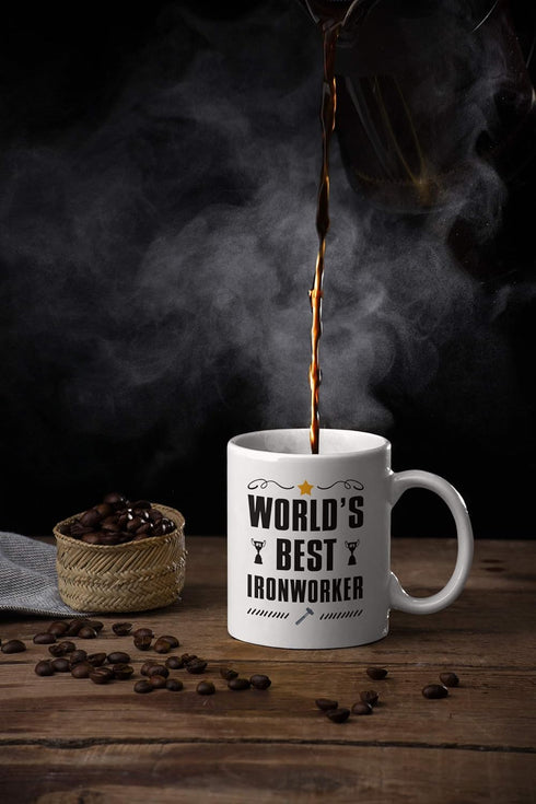 Ironworker Gifts - World's Best Iron Worker 11 Ounce Coffee Mug, Gift Idea for Co-Worker