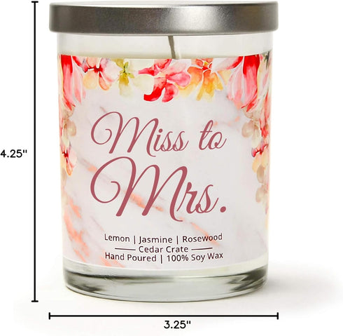 Luxury Scented Soy Candle by Miss to Mrs. - Engagement Candle, Wedding Day Gift for Bride to Be