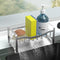 Kitchen Sink Caddy Organizer, Stainless Steel Sponge Holder with Auto Drain Tray for Kitchen Countertop Storage
