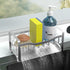Kitchen Sink Caddy Organizer, Stainless Steel Sponge Holder with Auto Drain Tray for Kitchen Countertop Storage