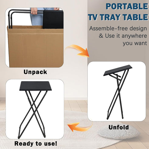 LOFTEY TV Tray Table, Folding TV Dinner Table, Portable TV Tables for Living Room for Eating, Heavy Duty Foldable Side