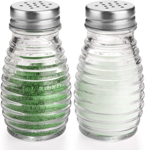 Glass Salt and Pepper Shakers Set, Oval Salt Shaker Set