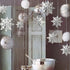 OuMuaMua Winter Christmas Hanging Decorations - 12PCS 3D Large Silver Snowflakes & 12PCS White Paper Snowflakes Garland