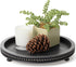 Bamboo Land- Round Decorative Trays for Coffee Table, 12", Black, Wood Tripod
