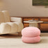 Mxfurhawa Storage Ottoman,Soft Teddy Velvet Upholstered Footrest,Mordern Round Footstool with Macaron Shape,Side Tabble
