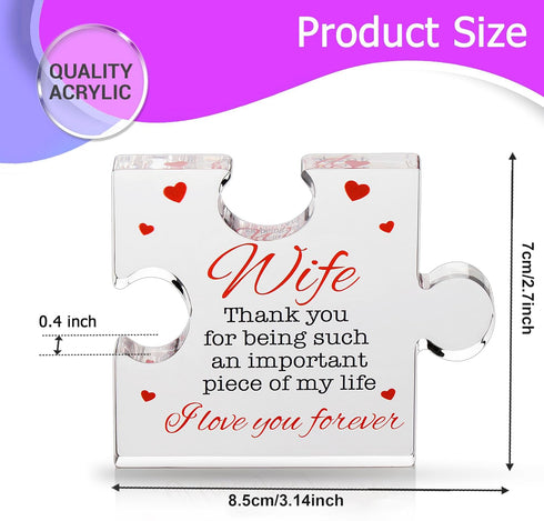 3.4 2.8 inch Gifts for Wife- Delicate Birthday Gifts from Couple - Engraved Acrylic Block Puzzle Piece x - Cute Wife