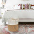 Mkono Woven Storage Basket, Small Decorative Rope Basket for Blankets, Toys, Clothes, 11" W x 11"L, White and Yellow