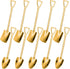 10PCS Gold Shovel Shape Spoons, Mini Cute Stainless Steel Tea Coffee Dessert Mixing Spoons