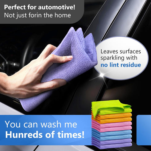 5 (10-Pack,12"X12") FGSAEOR Microfiber Cleaning Cloth, All Purpose Cleaning Rag - Ultra Absorbent Microfiber Towel
