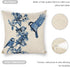 Chinoiserie Pillow Cover Blue Cherry Blossom and Birds Cotton Linen Decorative Throw Pillow Case Cushion Cover for
