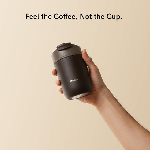 12 oz OutIn Travel Tumbler, Outdoor Insulated Coffee Tumbler with Leak-Proof Flip Lid, Stainless Steel Mug for Hot