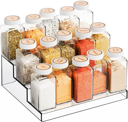 Yieach 3 Tier Clear Acrylic Spice Rack Organizer for Cabinet and Pantry Shelf