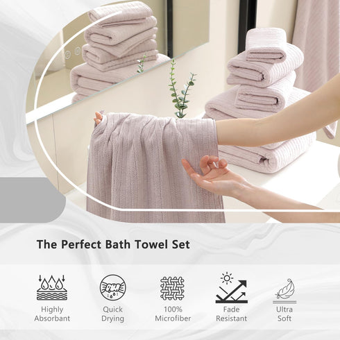 18 Set,Soft Set Loops-6 Towels,6 Towels,6 Set Piece Bath Towels Family Bathroom Towel with Hanging Bath Hand