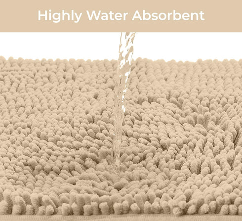 LuxUrux Birch Bathroom Rug - Luxury Bath Mat, Extra-Soft Plush Chenille Microfiber, 24'' x 17''