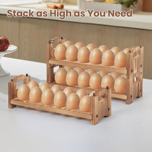 Countertop, 3-tire 36 Egg Holder Solid Wooden Egg Holder, Stackable Egg Storage Easter Basket Holding Up to Fresh Eggs