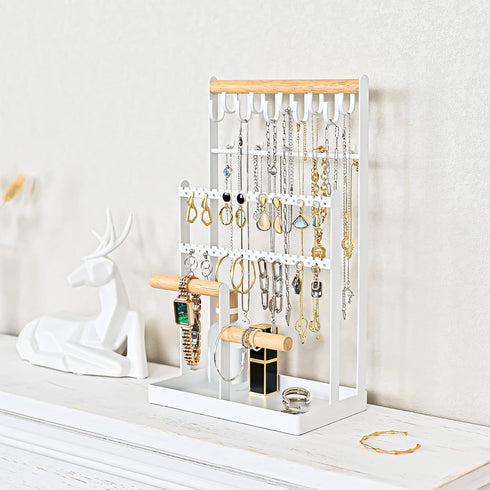 ProCase 6 Tier Jewelry Organizer Stand, Necklace Holder with 15 Hooks, Jewelry Tower Display Rack for Earrings, Rings -