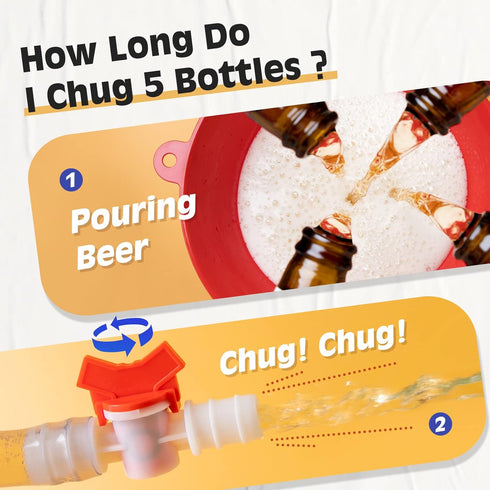 Beer Bong with Valve, Single Header Beer Funnel, Bonus Bottle Opener, 1 Pack