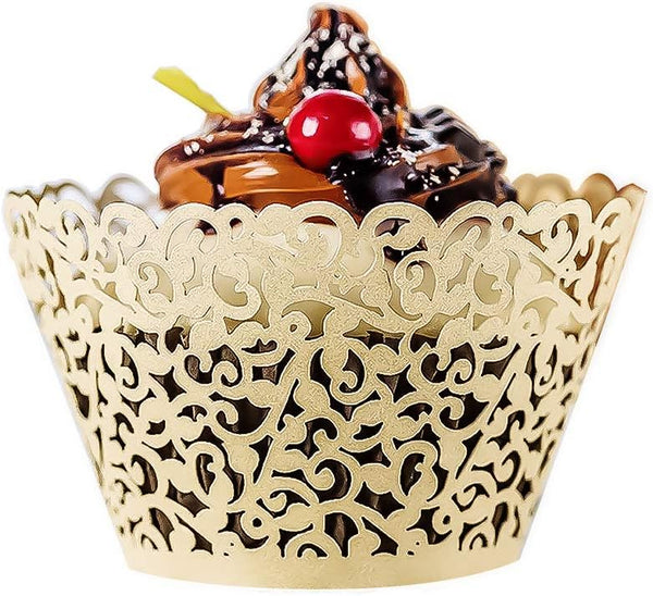 YOZATIA 60PCS Ivory Cupcake Wrappers, Lace Cupcake Liners for Wedding/Birthday Party Decoration