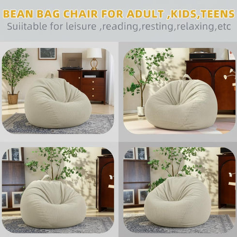 Stuffed Animal Storage Bean Bag Chair Cover (No Filler), Large Toy Storage Organizer & Comfy Kids Sofa Chair