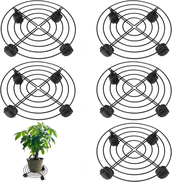 5 Pack 10.6 Inch Metal Plant Caddy with wheels, Heavy Duty Plant