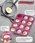 Silicone Mini Muffin Pan, 12-Cup Mini Cupcake Pan with Silicone Pastry Brush, BPA Free, Dark Red