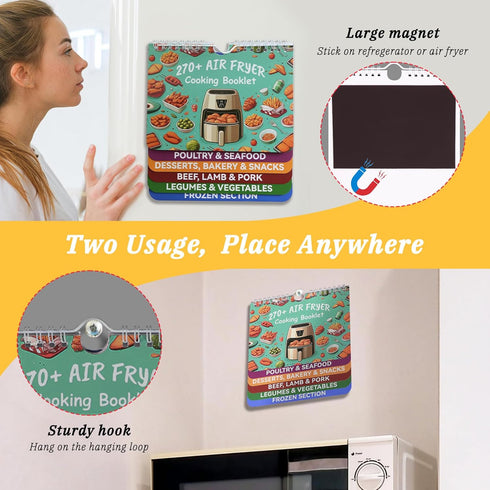 270+ Foods Air Fryer Cheat Sheet Magnets - Cooking Guide Booklet for Air Fryer Accessories and Flip Chart