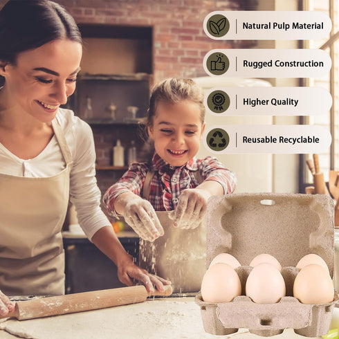 vwpvdeeg 30 Pack Dozen 6 Count (30 6 Count) Half Egg Cartons, Blank Natural Pulp Egg Carton Bulk for Chicken Eggs