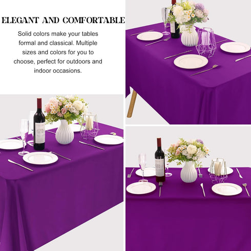 4 Pack 90x132Inch Rectangle Tablecloth Purple Rectangle Tables Washable Polyester Table Cover for Wedding Dining Table