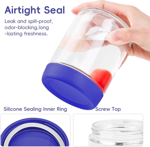 8-Pack 16 oz 10 oz Gemice & Glass Mason Jars with Silicone Sleeves, Airtight BPA-Free Overnight Oats Containers