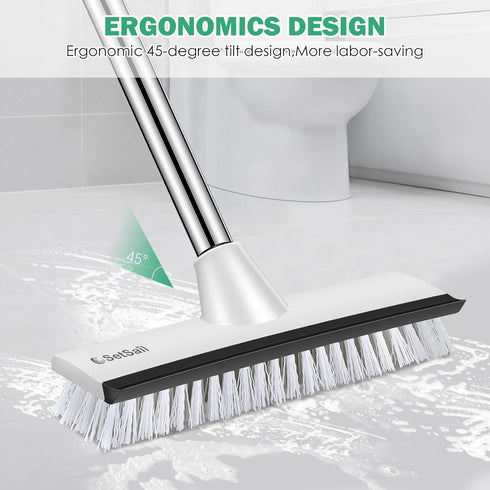 SetSail 51-Inch 2 1 Floor Scrub Brush with Long Adjustable Handle in Scrape Brush Stiff Bristle Floor Scrubber