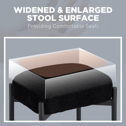 16.3"L 12.8"W 17.3"H 4 Vanity Stool Chair Faux Fur, x x Soft Ottoman, Makeup Chair Bench Furry Padded Seat with Metal