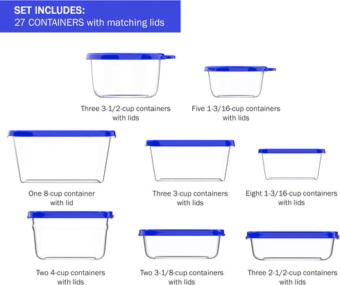 54-Piece Food Storage Containers with Lids, BPA-Free, Stain-Resistant, Microwave Safe by Chef Buddy