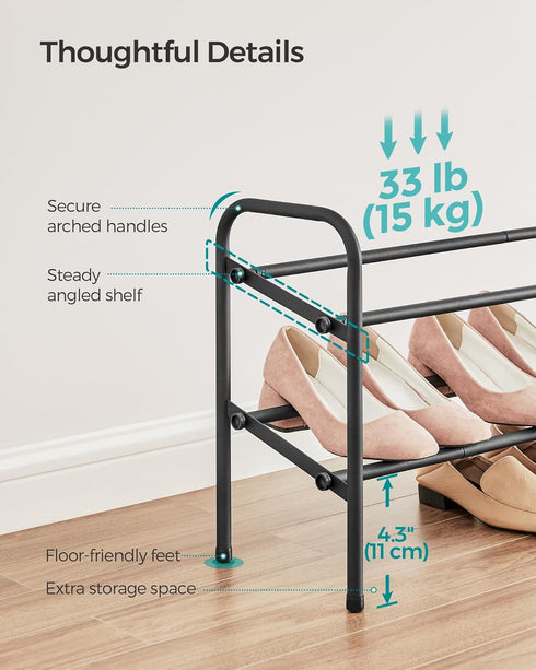 2 15 Closet, SONGMICS Expandable Shoe Rack, Tier Shoe Rack Shelf, Adjustable Shoe Organizer Storage for Pairs of Shoes