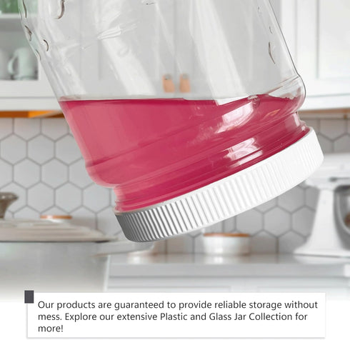 6 Pack of 32 Ounce Plastic Quart Jars with 89RM Leak Proof Seal Lid, Food Grade and BPA Free (32oz, 6pk)
