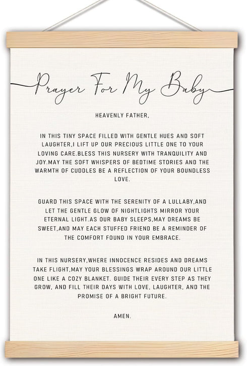 pouep Nursery Wall Decor, Prayer for My Baby Nursery Wall Art Poster Hanger