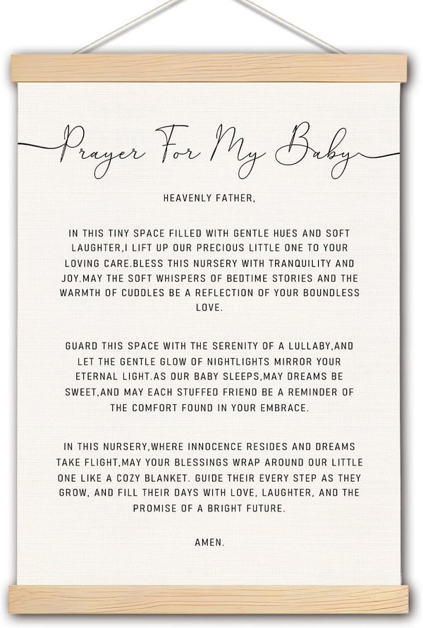 pouep Nursery Wall Decor, Prayer for My Baby Nursery Wall Art Poster Hanger