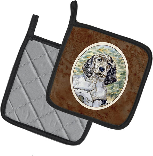 Caroline's Treasures 7065PTHD English Setter Patience Pair of Pot Holders, Kitchen Heat Resistant, 7 1/2 x 7 1/2