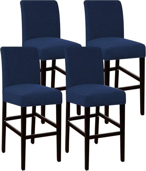 Flamingo P High Stretch Bar Stool Cover - Non Slip Pub Counter Stool Chair Seat Slipcover, Set of 4, Navy