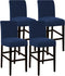 Flamingo P High Stretch Bar Stool Cover - Non Slip Pub Counter Stool Chair Seat Slipcover, Set of 4, Navy