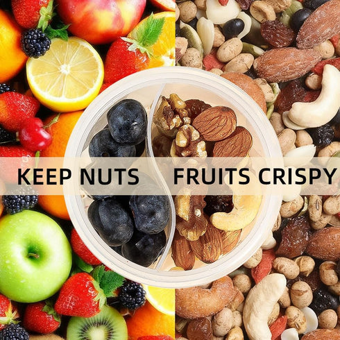 2 Pack 16oz Overnight Oats Containers with Lids and Handles, Folding Spoons & Divided Compartments for Fruit & Nuts