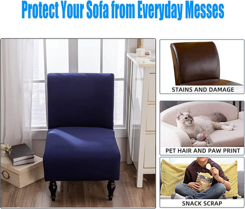 Armless Accent Slipper Chair Covers, Stretch Living Room Slipper Chair Slipcover Spandex Jacquard Fabric Removable