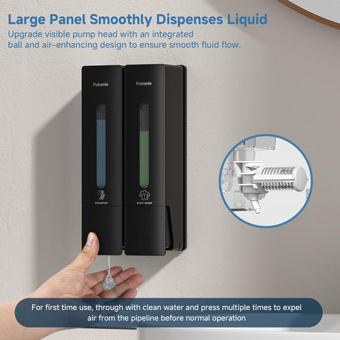 2 800ml Shampoo Dispenser for Shower - Shower Soap Dispenser Wall Mounted No Drill - Shampoo Body Wash Dispenser