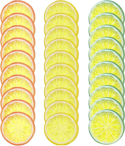 30 PCS Artificial Lemon Slices, Simulation Plastic Fake Fruit for Home Kitchen Table Party Decor
