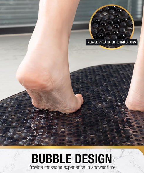 27x15 Inch HITSLAM Non Slip Bathtub Mat, Bath Mat for Tub with Suction Cups and Drainage Holes, Machine Washable Oval