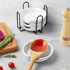 Gencywe 4 Pack Ceramic Spoon Rest with Metal Holder, 4.8 Inch Spoon Holder for Kitchen, Cooking Utensil Rest